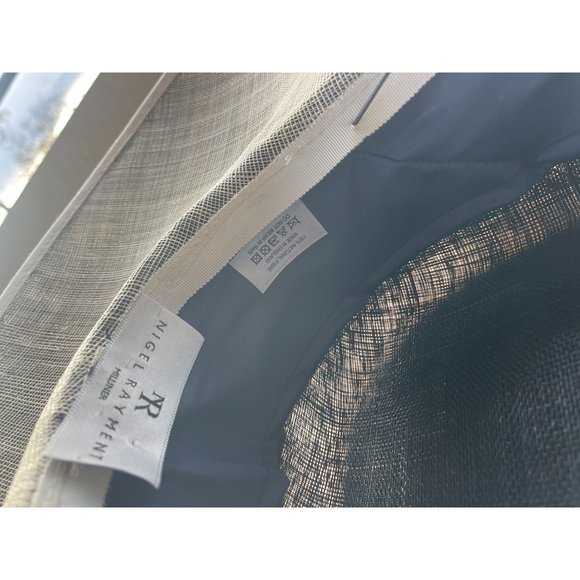 NWT Nigel Rayment 100% Natural Fiber Blue Sun Hat with Tan Ribbon - Picture 5 of 7